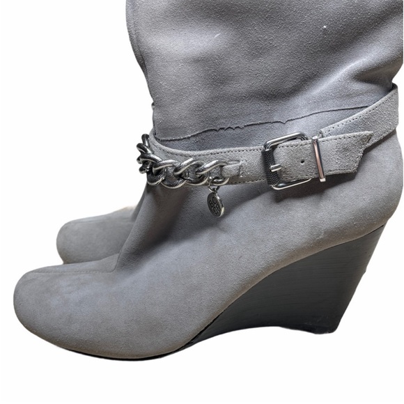 BCBGeneration Grey Suede Wedge Under the Knee Boot - Picture 2 of 9